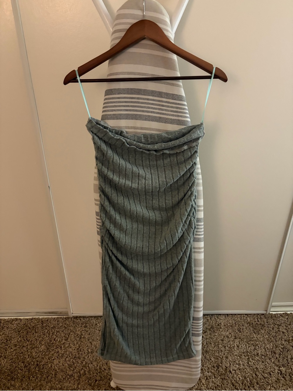 Women’s Ribbed Knit strapless dress in Grey